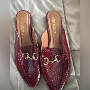 Vera Montti Burgundy Mule Shoes-Size 8 (EU 38)